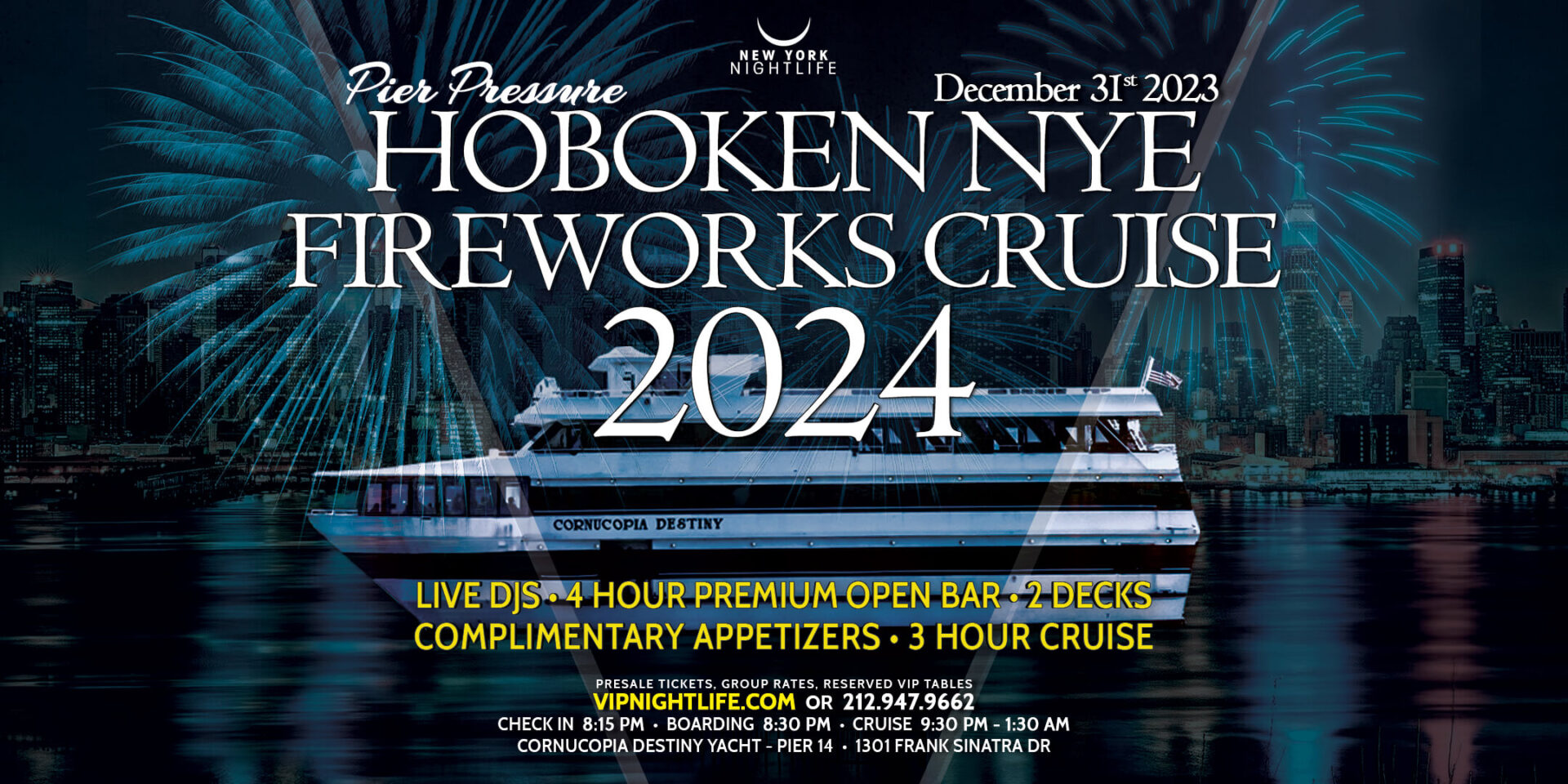New York New Year S Eve 2024 Gatsby S Fireworks Yacht Party New York