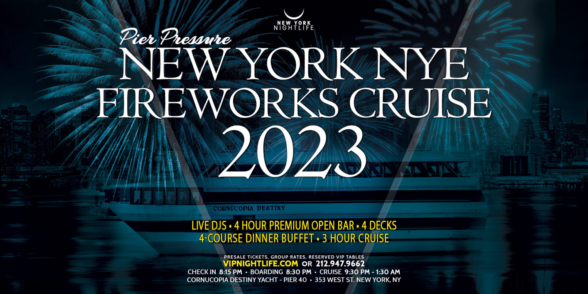 New York New Year’s Eve Fireworks Party Cruise 2023 – New York
